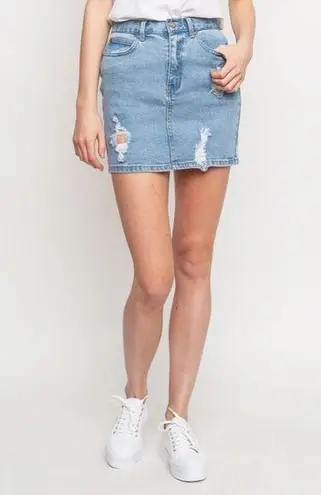 Afends Beat Chevy Denim Skirt in Stone Blue