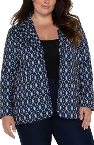 Liverpool Jeans Company LIVERPOOL Navy Batik Pattern Relaxed One-Button Blazer XL Business Casual - Image 1