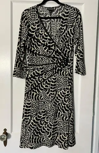 Connected Apparel Connected Dress Size 12 Black And White Animal Print