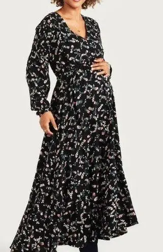 Hatch The Shana Midi Maternity Dress Black Rose Multi Size 0 (XS) New With Tag
