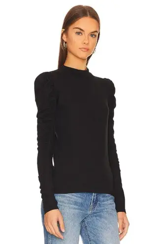 Bobi Shirred Sleeve Turtleneck Top in Black Small New Womens Long Sleeve Tee