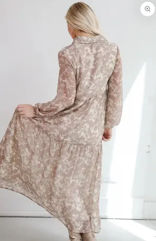 Taupe Floral Maxi Dress Multi Size L