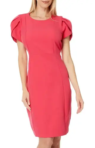 Liverpool Los Angeles Dress Size 6/28 NWT Tulip Sleeve Sheath Pink Punch Office