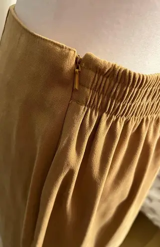 Denim & Co Vintage . Tan Suede Midi Fringe Skirt