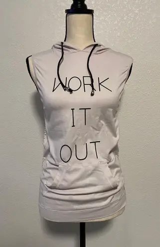 Solo Sport Cream Work It Out Sleeveless Hoodie Tank Top Size S