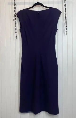 Bottega Veneta Women’s Eggplant Wool Pleated Sheath Knee Length Dress Size 46