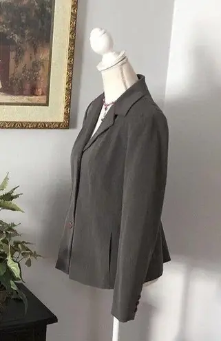Rafaella Women's Gray Single Breasted Three Buttons Padded Shoulder Blazer 10