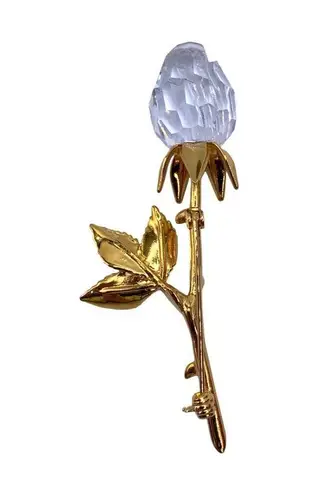 Swavorski Swarovski & Co. Austrian Crystal Rose Gold-Plated Stem Brooch Pin In Gift Box