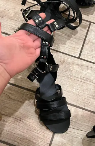 Over The Knee Gladiator Sandals Summer Boots Buckle Strap Tight High Sandals Boots Black Size 6