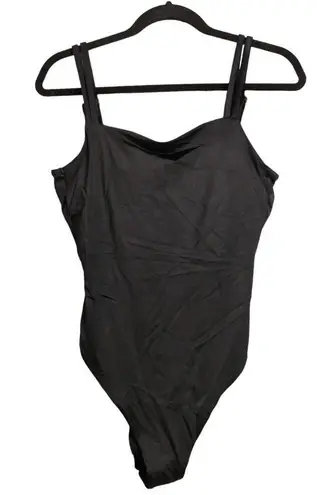ANDIE Rockaway One Piece Black Double Straps Square Neck Swim Bathing Suit L New