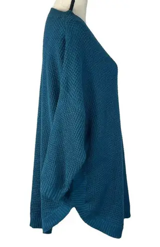 Black Tape SZ X Sweater Dolman Sleeve Chunky Knit Crew Neck Oversized Teal Blue