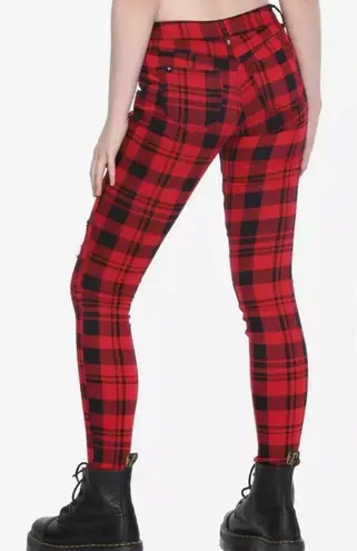 Blackheart Hot Topic Red & Black Plaid Super Skinny Pants