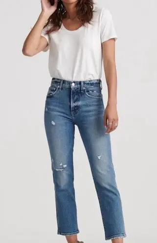 Lucky Brand  High Rise Authentic Straight Crop Distressed Denim Jeans