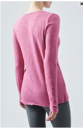 ATM Anthony Thomas Melillo Slub Jersey Long Sleeve V -Neck Tee Pink Gardenia