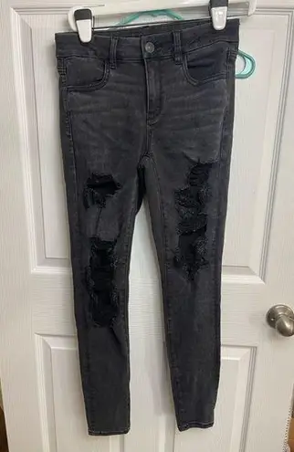 American Eagle  Forever Soft Distressed High Waist Jeans Women's 6 Jegging Black