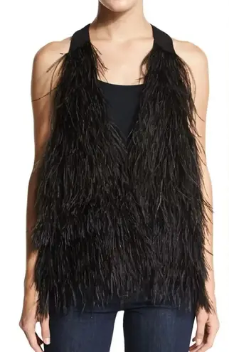 Elizabeth and James Xiomara Ostrich Feather Vest in Black