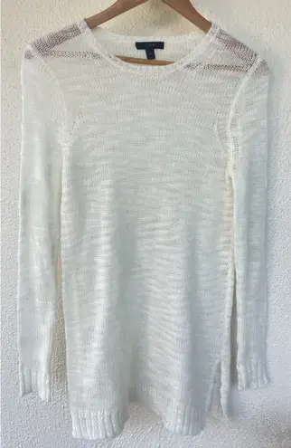 J.Crew Ivory Open Knit Long Sleeve Sweater Mohair XS Sheer Lightweight Coastal