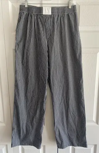 LIONESS  Womens Small Gray Striped Smocked Waist Pants Wide Leg Boxer Waist