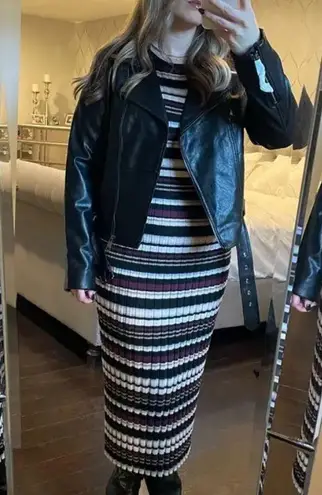 Adam Lippes Striped Midi Sweater Dress SMALL Ribbed Bodycon Y2K $300