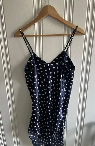 Vintage Blue white polka dot slip dress small