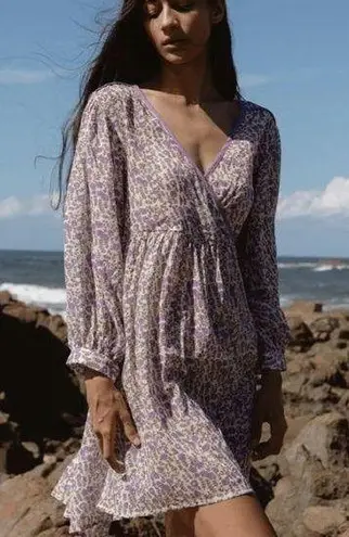 Daughters of India Binita Mini Dress Womens XS Floral Violet Feminine Boho Purple