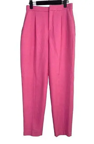 ZARA  Pleated Stretch Knit High Waist Slim Fit Casual Trousers Pockets S Pink