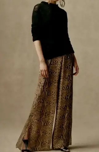 Ralph Lauren Purple Label Python Print Silk Chiffon Palazzo Pants Womens 4 NWT Brown