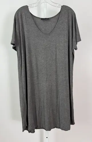 HATCH Grey V Neck Short Sleeve Oversized Tunic Dress Size S/O Gray