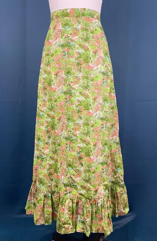 Handmade Vintage 70s Ruffled High Waisted Prairie Skirt