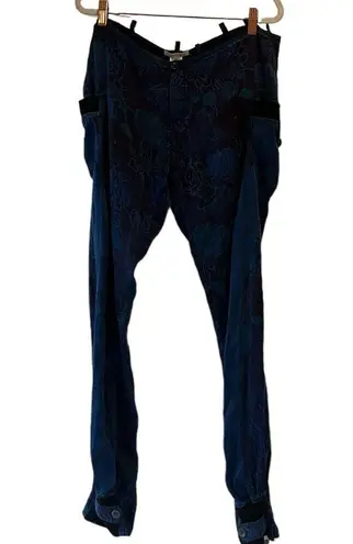 Custo Barcelona  Shangi Blue Silk Floral Y2K Pants. Size L