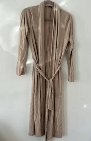 Gibson Look Cozy Fleece Long Belted Cardigan Almond Tan Beige Nude Size Small