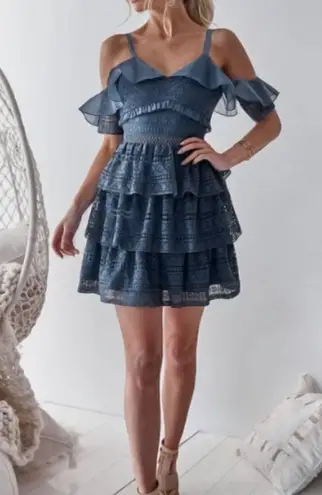 Two Sisters Charlotte Dress Blue Eyelet Small NWT