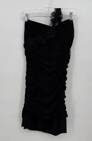 Taboo 90s Y2k Black Ruched Lace One Shoulder Vintage Mini Formal Dress XL