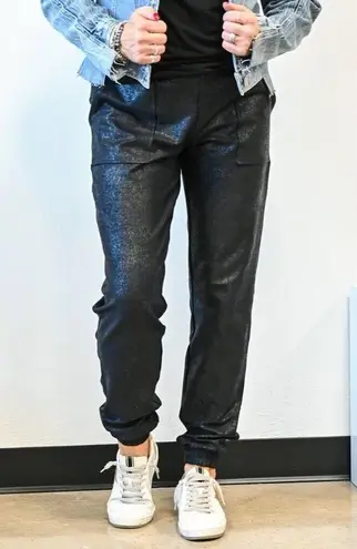 Viral TikTok Sz 2XL Pebble Joggers Pull On Pants Shiny Black Boutique MR Basics