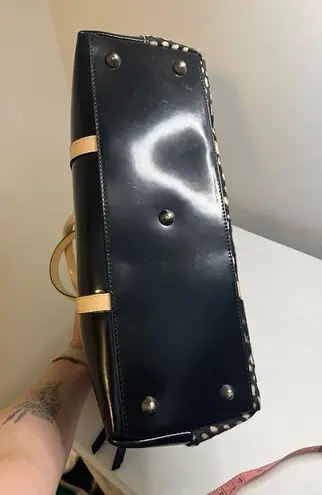 Asia Bellucci Italian Patent Leather Printed Cow Hair, 10”x14” Tote