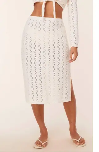 ANDIE Swim The Crete Coverup Skirt Scallop Crochet Gardenia Cream S NWT