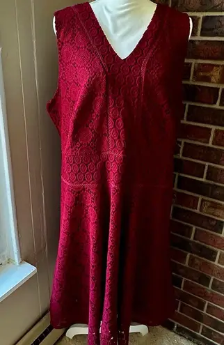 Charter Club Burgundy Lace Midi Dress Crochet Lace Flowers Boho Chic Witchy Vibe