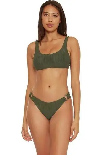 BECCA by Rebecca virtue BECCA Rebecca Virtue Harley Rib Green Strappy Scoop Bikini Top M