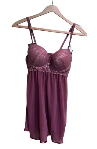 Daisy Fuentes Flirty Babydoll Set Mauvewood Lace Push