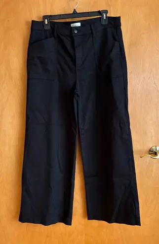 Evereve Black Wide Leg Crop Pants Women's Size 32 Cropped Wide Leg Trousers