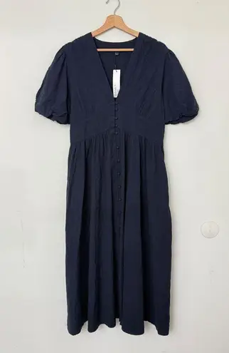 NOBODY'S CHILD Navy Blue Starlight Textured Stripe Midi Dress Size 10