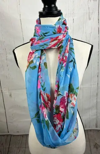 infinity Blue Floral  Scarf Wrap