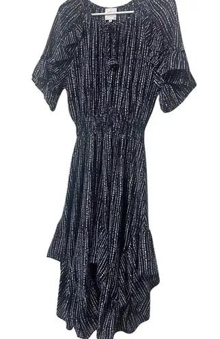 MISA Los Angeles  Patricia High/Low Midi Dress Navy Blue and White Size Medium M