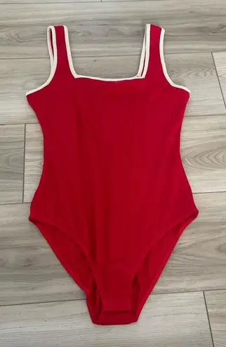 NWOT GILLI Women Red Square Neck Ribbed Tank Casual Bodysuit Size XL