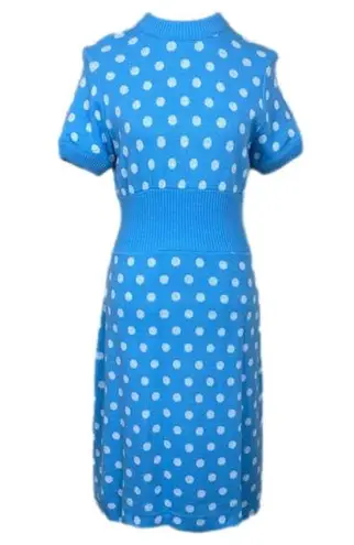 Vintage Blue FINE KNITS By ROGER  Polka Dot Sweater Dress