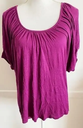 Whistles • Magenta Berry Ruched Neck Blouse Size 2