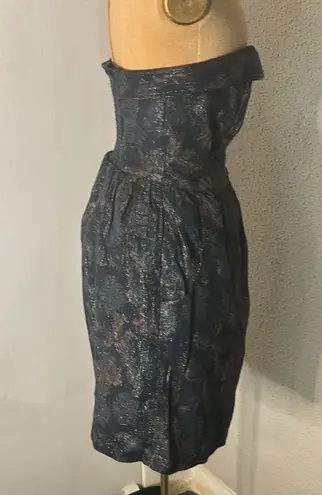 Staring At Stars Urban Outfitters Strapless Tapestry Zip Dress 4 Metallic Floral