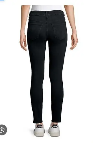 MOTHER HIGH WAISTED LOOKER IN BLACKBIRD HI RISE SKINNY FULL LENGTH DARK WASH Black Size 23