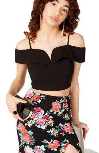 B.DARLIN Black Off The Shoulder Crop Top NEW Size 11/12