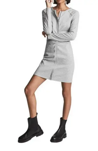 Reiss ππ Astrid Ruched Long Sleeve Jersey Knit Dress ~ Grey XL NWT